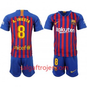 FC Barcelona Fodboldtrøjer A_Iniesta 8 Børn Hjemmebanesæt 2018/19 Kort ærmer